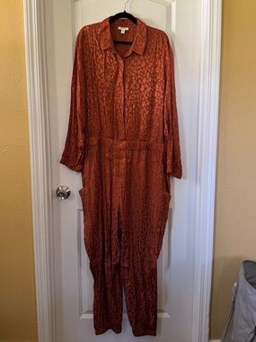 On 34th Burnt Orange Animal Print Jumpsuit - Size XXL